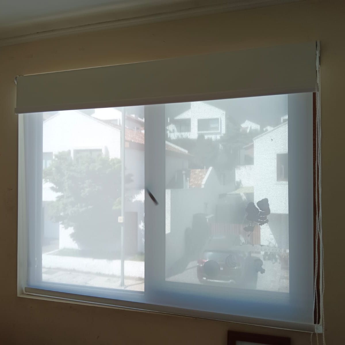 GENERICO - cortina roller doble visillo mas blackout de 150x200 blanca