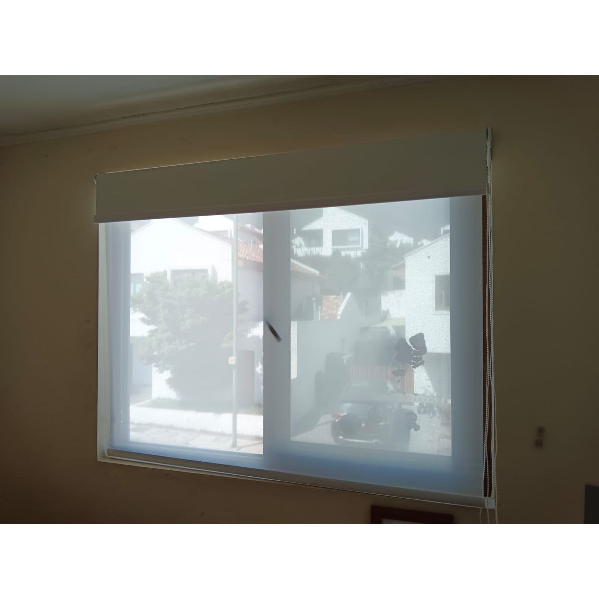 GENERICO - cortina roller doble visillo mas blackout de 150x200 blanca