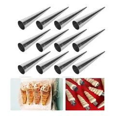GENERICO - Pack X12 Moldes Para Cachito Metalico Croissant Cono Cannoli