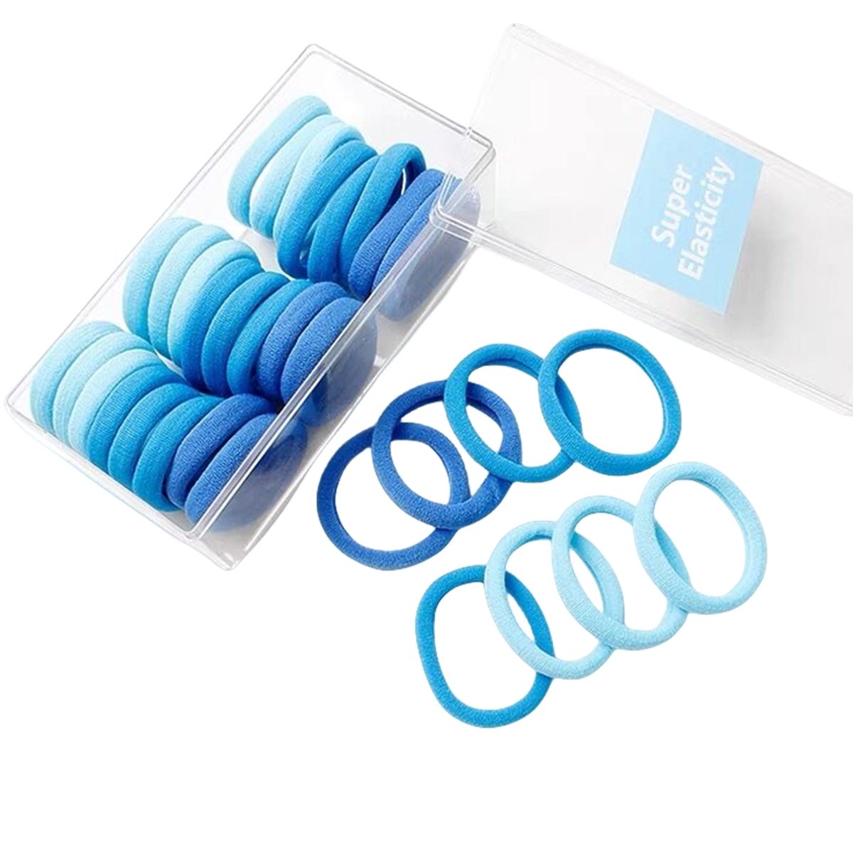 GENERICO - Set 32 Colets Colores Gruesas Para Cabello Pelo Elástico Azul.