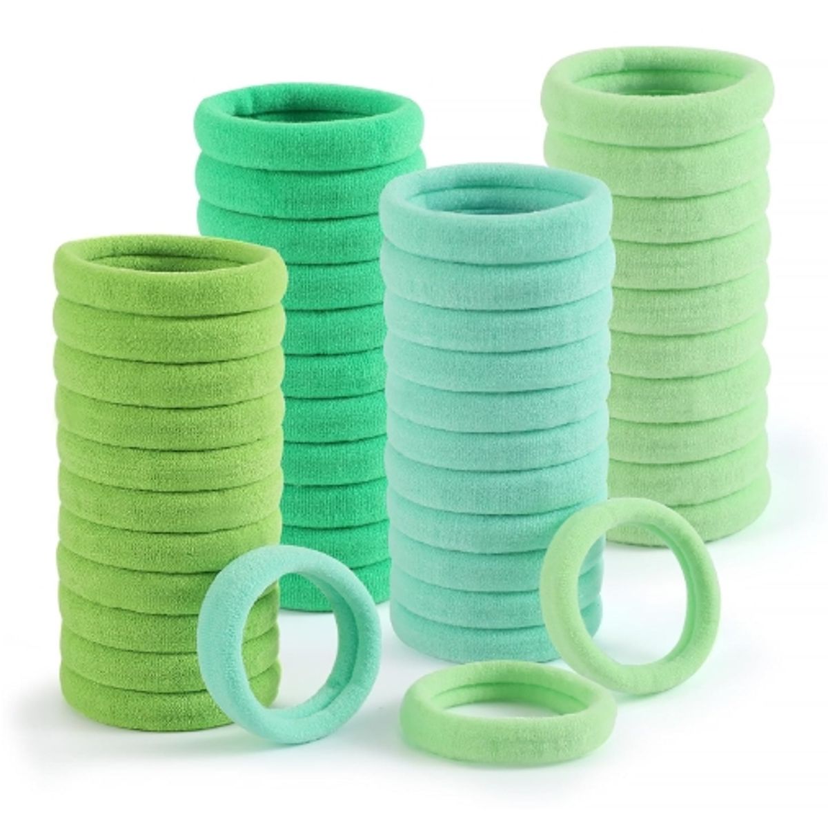 GENERICO - Set 32 Colets Colores Gruesas Para Cabello Pelo Elástico Verde.