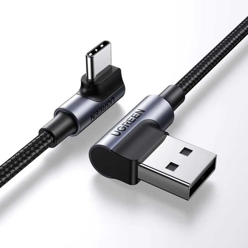 UGREEN - Cable Curvo USB-AUSB-C 3A MAX Trenzado 2M