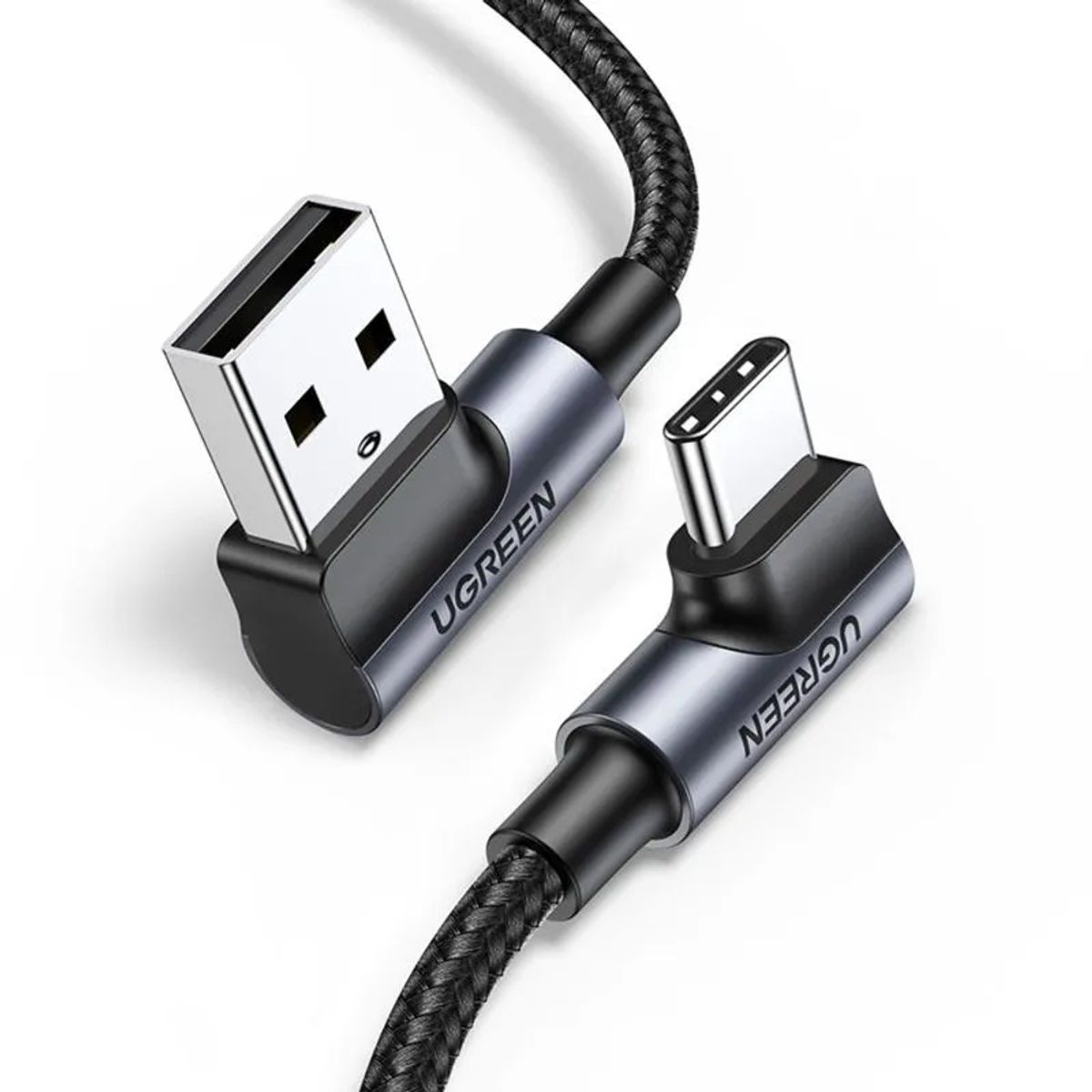 UGREEN - Cable Curvo USB-AUSB-C 3A MAX Trenzado 2M