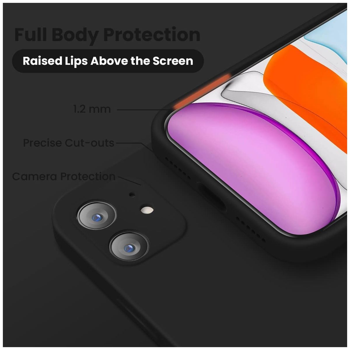 GENERICO - Carcasa Silicona Para iPhone 12 Negro