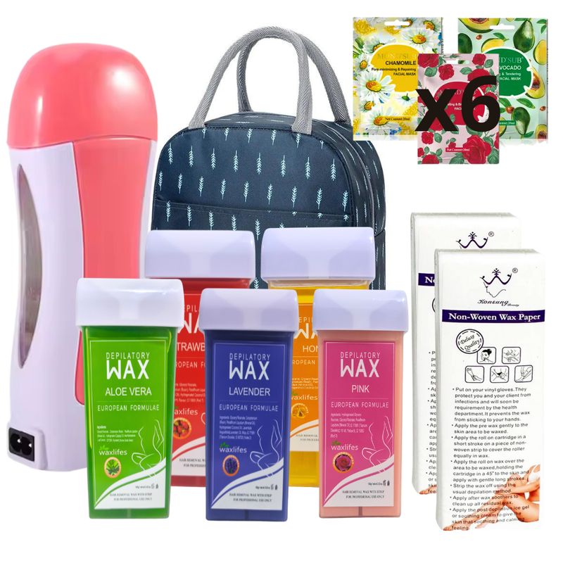 GENERICO - Kit Depilacion Roll ON Ceras Bandas Maquina Gel  Mascarillas.