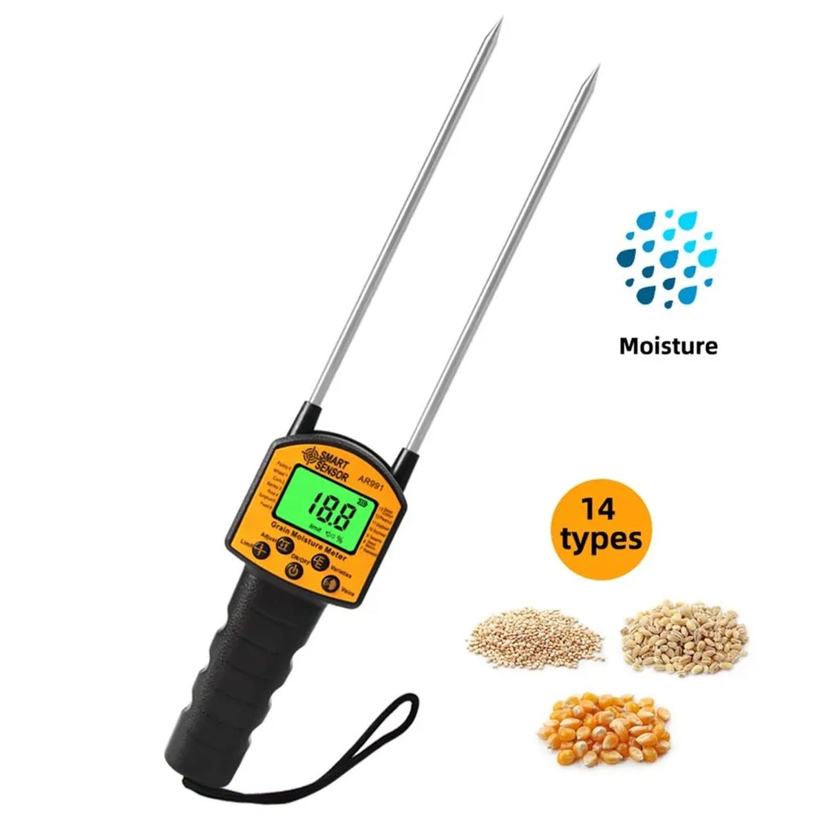 SMART - Medidor De Humedad de Grano Lcd Digital Smart Sensor