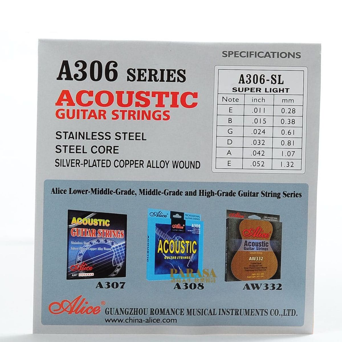 ALICE - SET DE CUERDAS GUITARRA ELECTROACUSTICA METALICAS ALICE