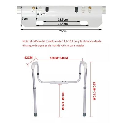 Imagen 2 del producto Barra Apoyo Marco Barandilla Seguridad Para Inodoro Baño