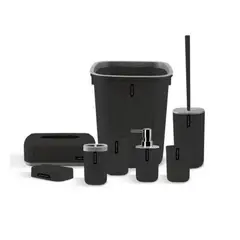 GENERICO - Juego Para Baño Set 6 Accesorios - Negro