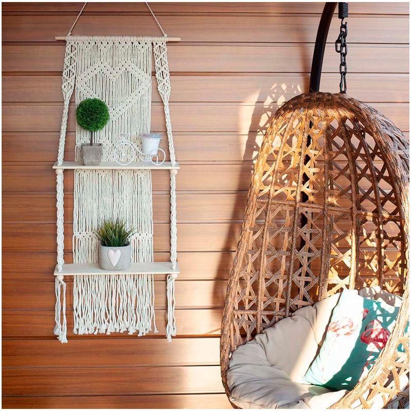 GENERICO - Repisa Tejida para Colgar en la Pared de Macrame 40x120 cm