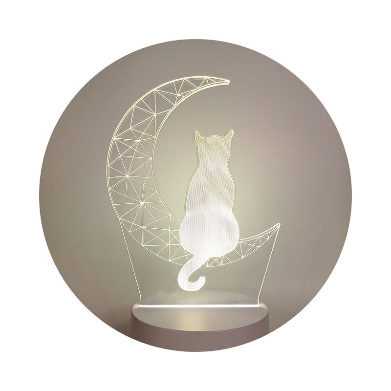 SOLEIO - Lampara De Mesa LED 3D Cat Moon
