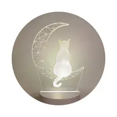 SOLEIO - Lampara De Mesa LED 3D Cat Moon
