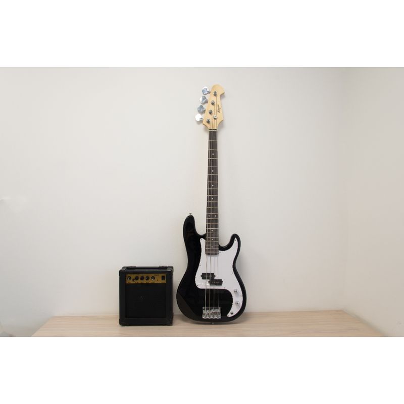 ALAGUEZ - PACK BAJO ELECTRICO NEGRO CON AMPLIFICADOR 15W ALAGUEZ
