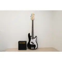 ALAGUEZ - PACK BAJO ELECTRICO NEGRO CON AMPLIFICADOR 15W