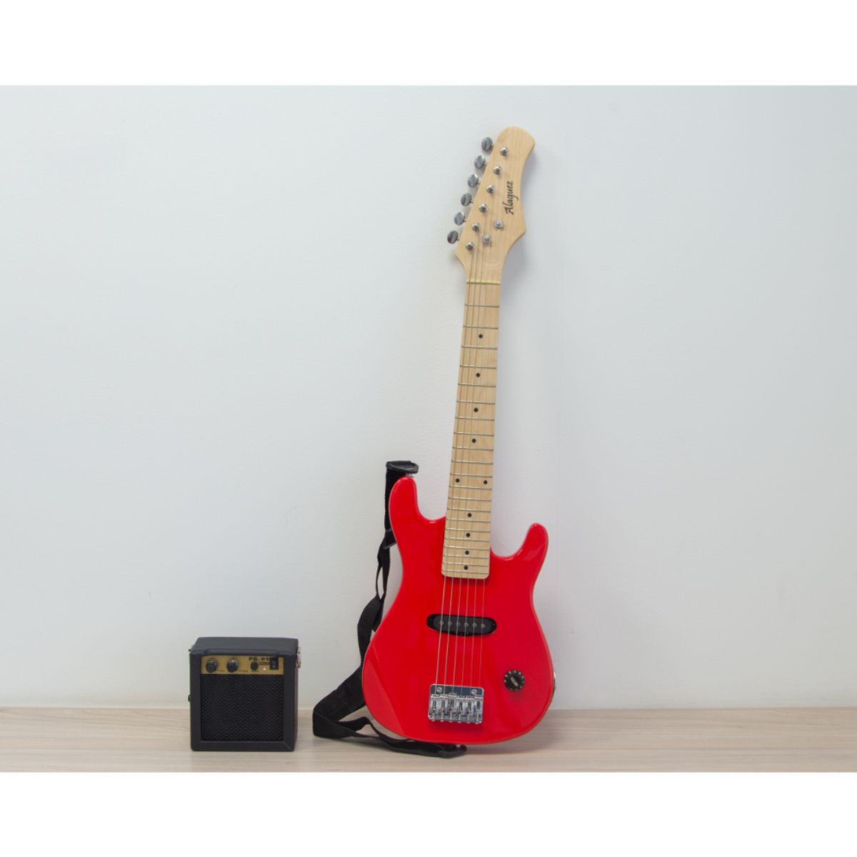 ALAGUEZ - PACK GUITARRA ELECTRICA JR ROJA CON AMPLIFICADOR 5W
