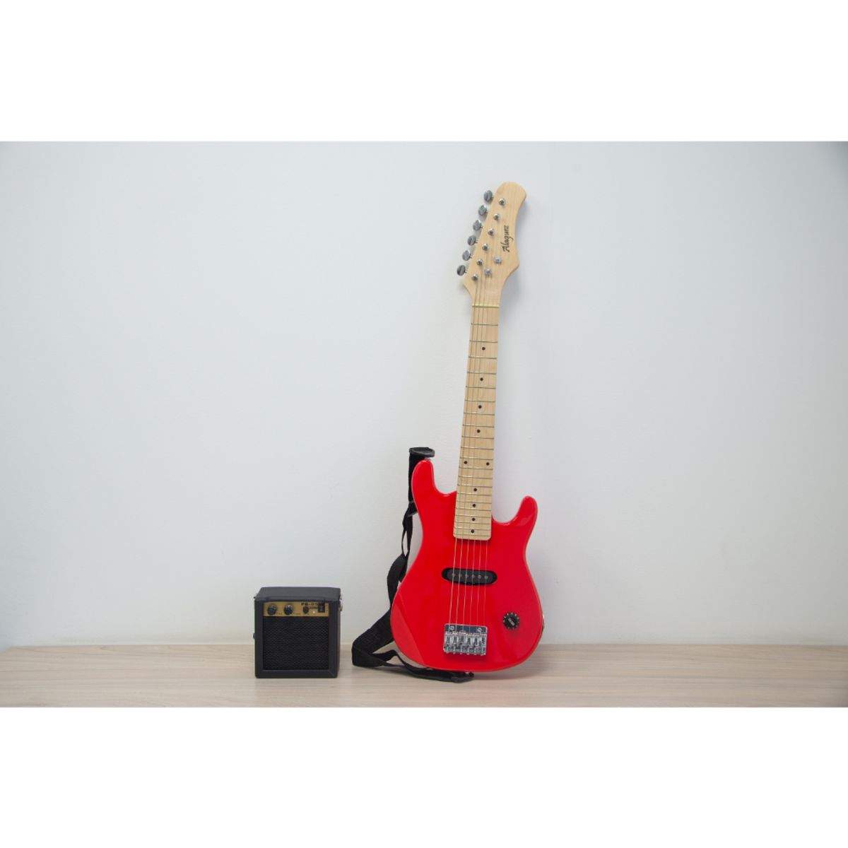 ALAGUEZ - PACK GUITARRA ELECTRICA JR ROJA CON AMPLIFICADOR 5W