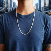 Cadena Grumet 70 cm Plata Fina 925 Hombre Masculino