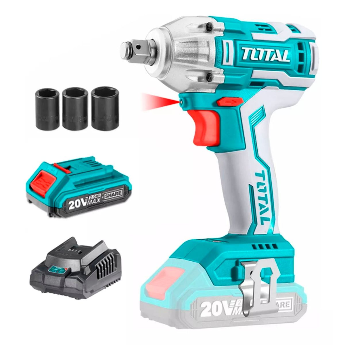 TOTAL TOOLS - Taladro Pistola Llave Impacto 20v Bat Carg Total Tiwli20010