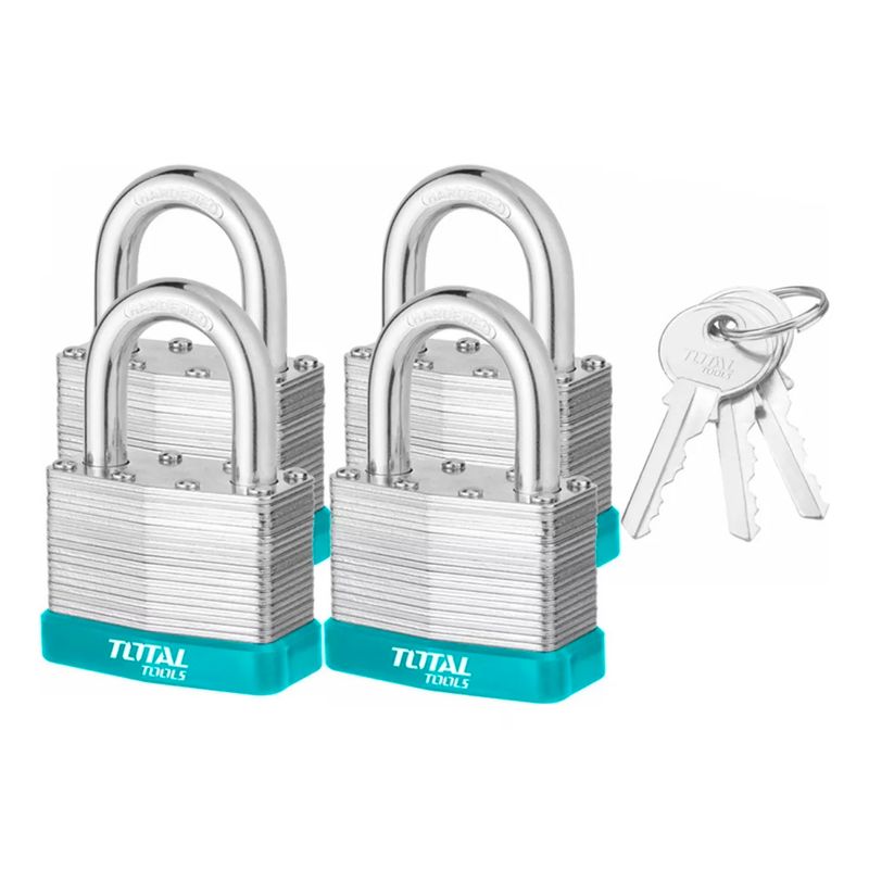 TOTAL TOOLS - Juego 4 Candado De Seguridad 50 Mm Total Tlpk365004