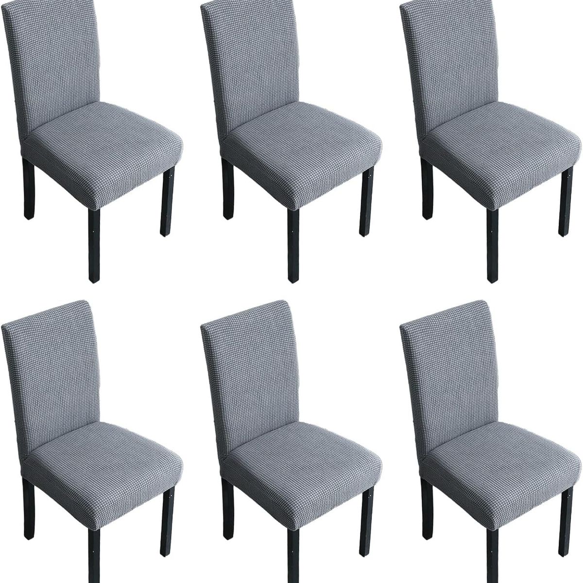 DIANA - fundas cubre silla pack de 6 unidades tela gruesa cuadrille gris