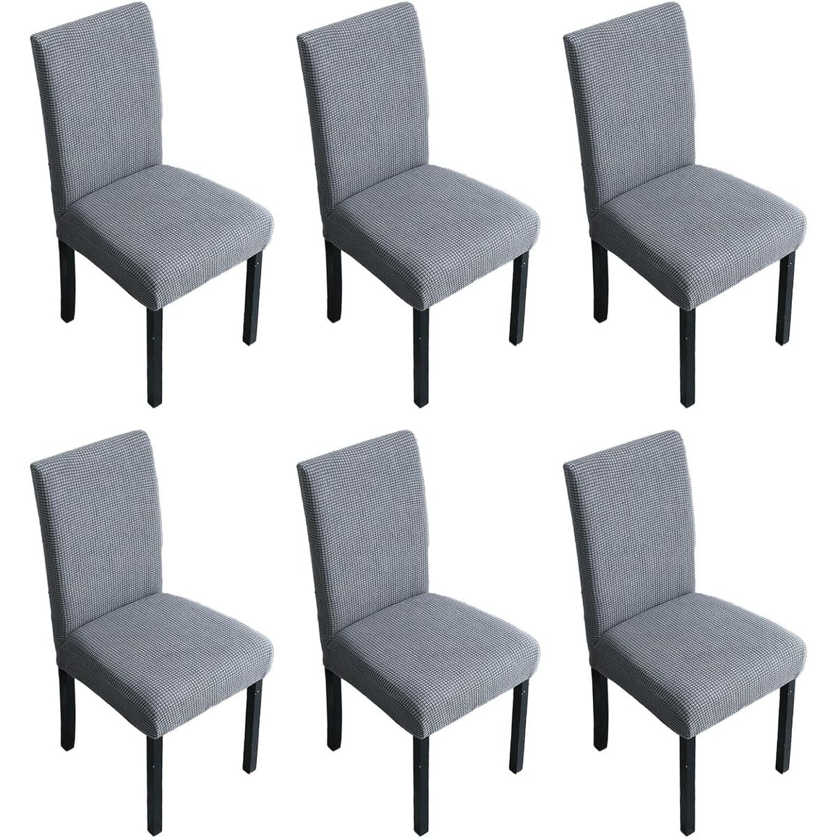 DIANA - fundas cubre silla pack de 6 unidades tela gruesa cuadrille gris