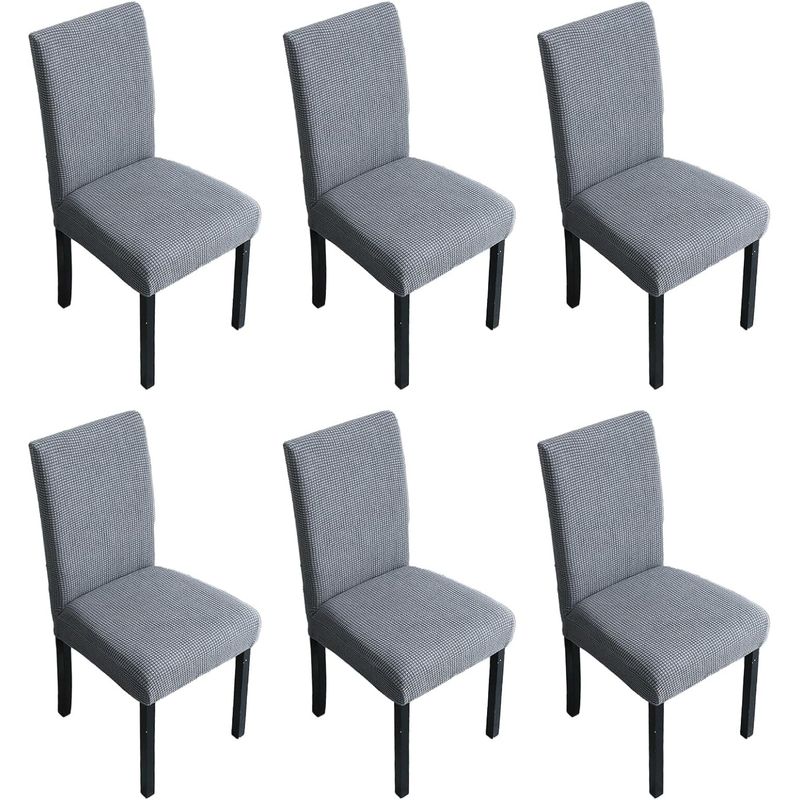 DIANA - fundas cubre silla pack de 6 unidades tela gruesa cuadrille gris