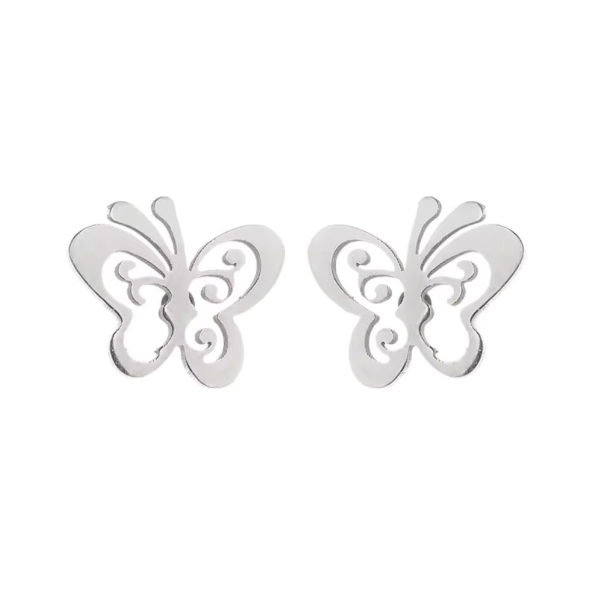 GENERICO - Aros Plateados Satinados Mariposa