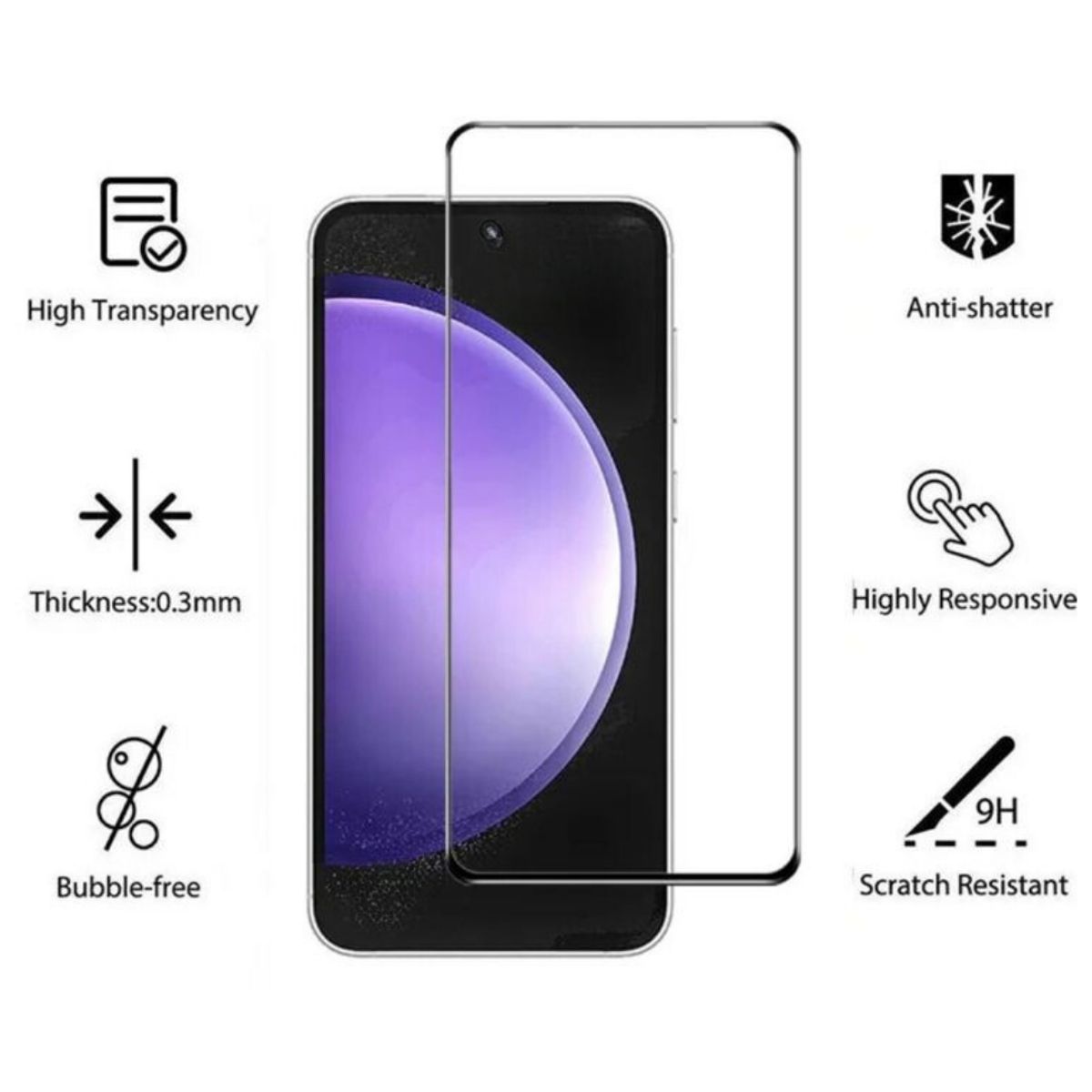 GENERICO - Lamina Mica Vidrio Templado Completa Para Samsung Galaxy S23 FE