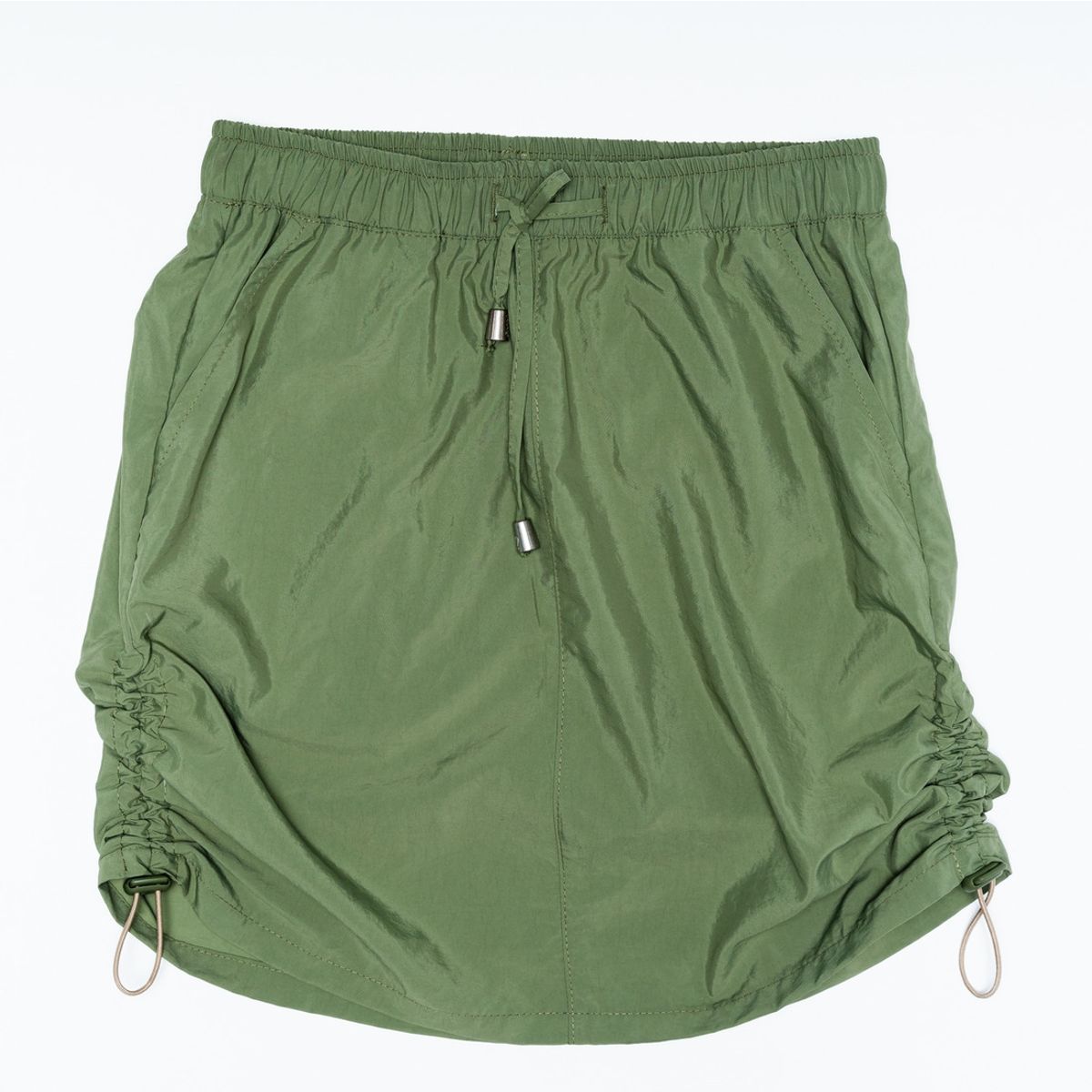 CACAO - Falda Zuri Parachute Mini Recogido Verde Cacao