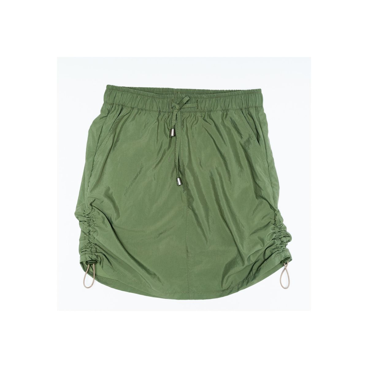 CACAO - Falda Zuri Parachute Mini Recogido Verde Cacao