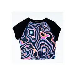 CACAO - Polera Clau Regular Sublimada Manga Raglan Negro