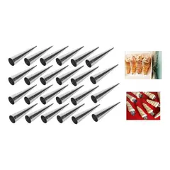 GENERICO - Pack X24 Moldes Para Cachito Metalico Croissant Cono Cannoli