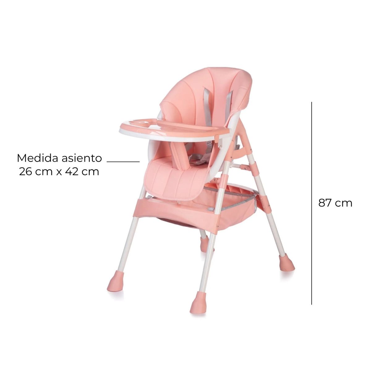 MUNDO ONLINE - Silla De Comer Bebe Eco Cuero Ajustable Rosada