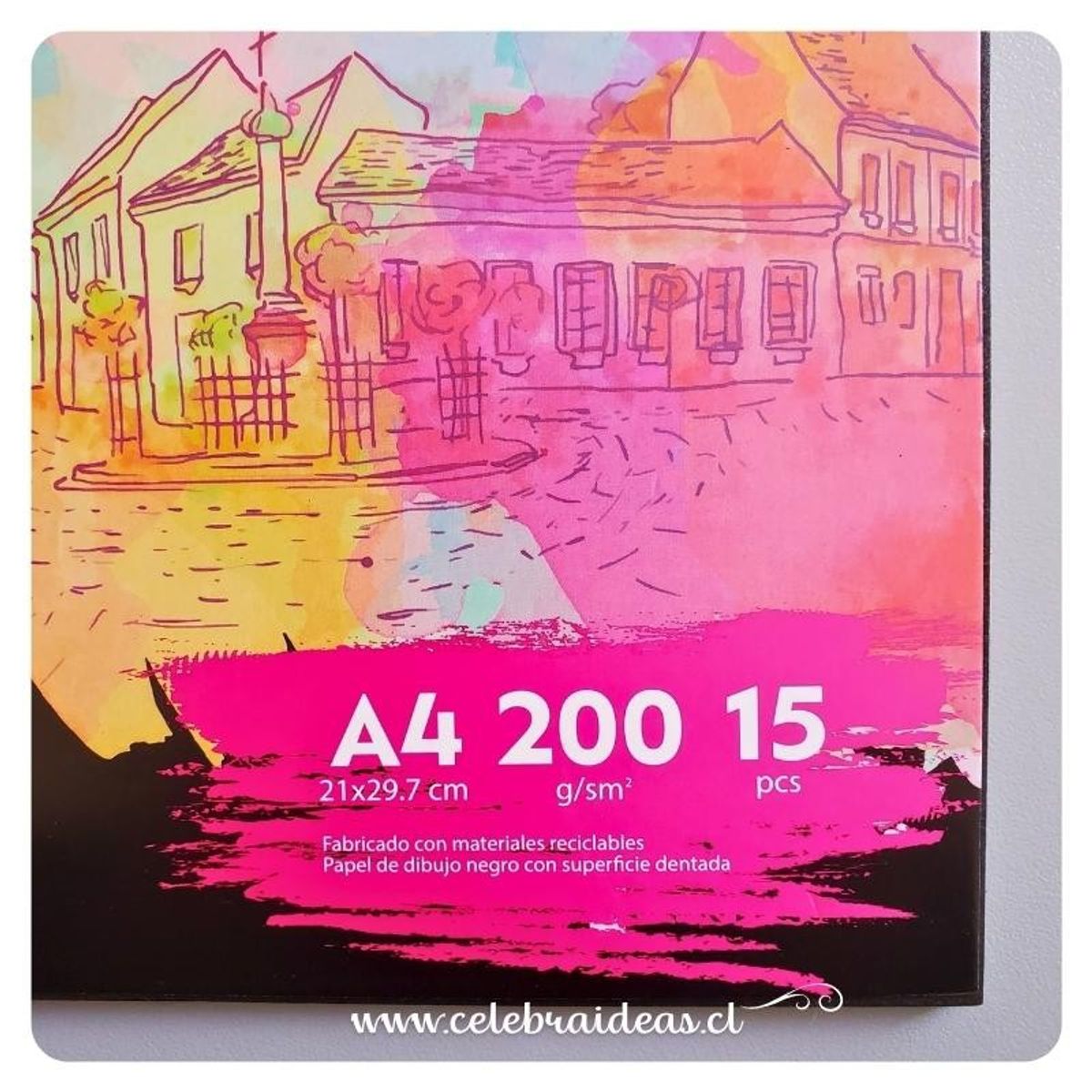 MOTARRO - Croquera Negra Hoja Negra A4 21X297cm15 Hojas