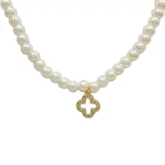 GENERICO - Collar Perlas Con Dije Cruz