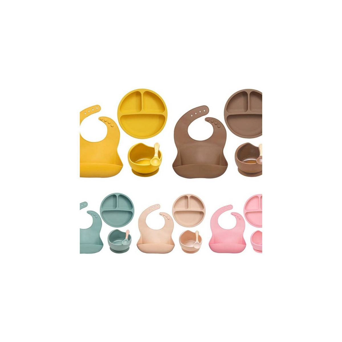 U BUY - Set Platos Para Bebés Babero Bowl Cuchara     Menta Verde