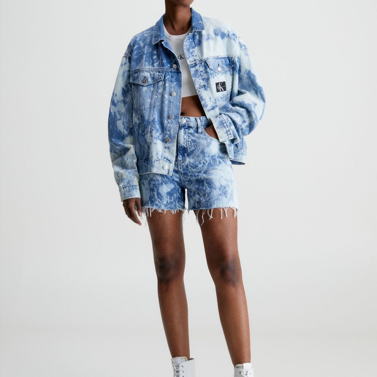 CALVIN KLEIN - Short Bleached Denim Azul Calvin Klein