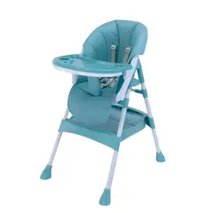 MUNDO ONLINE - Silla De Comer Bebe Eco Cuero Ajustable Celeste