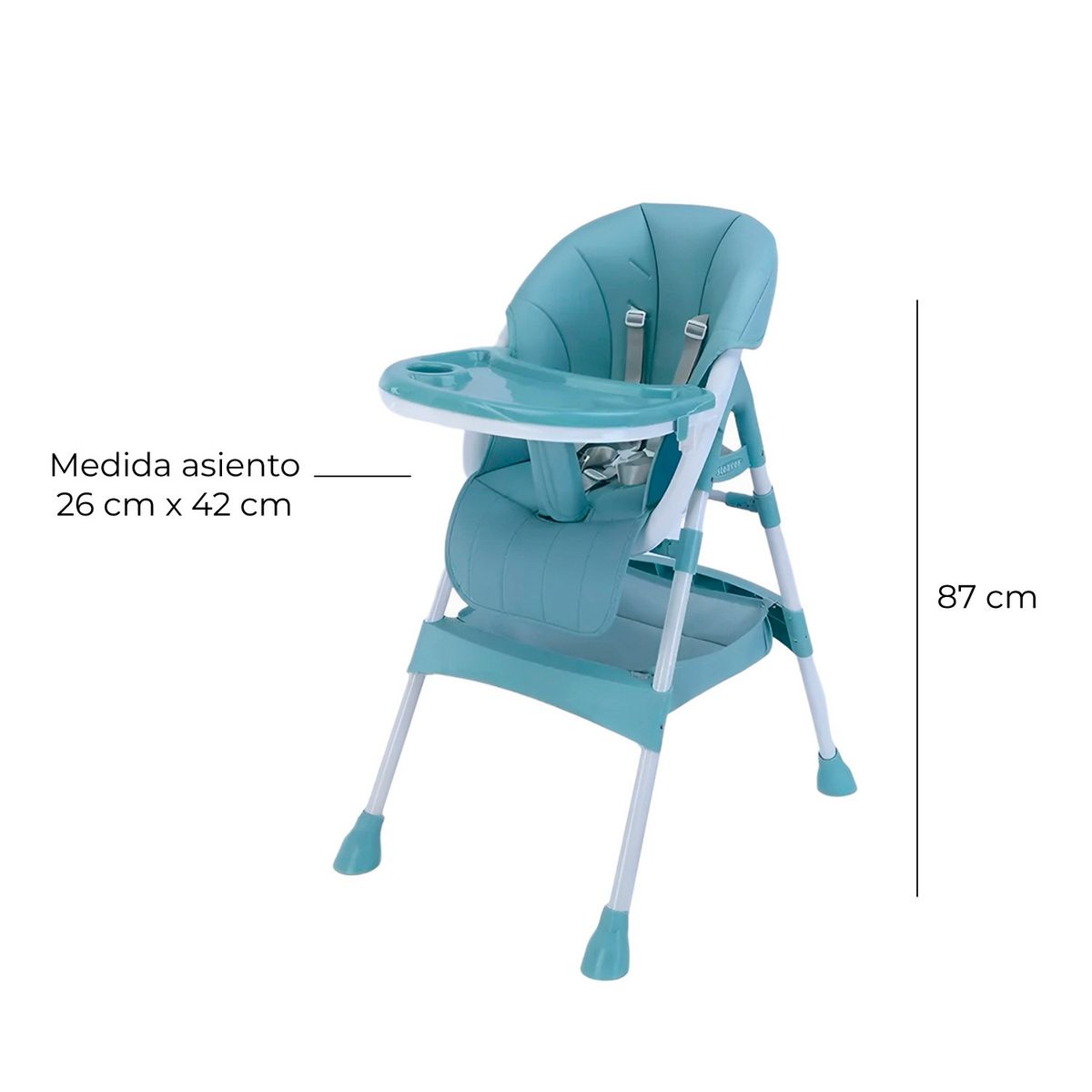 MUNDO ONLINE - Silla De Comer Bebe Eco Cuero Ajustable Celeste