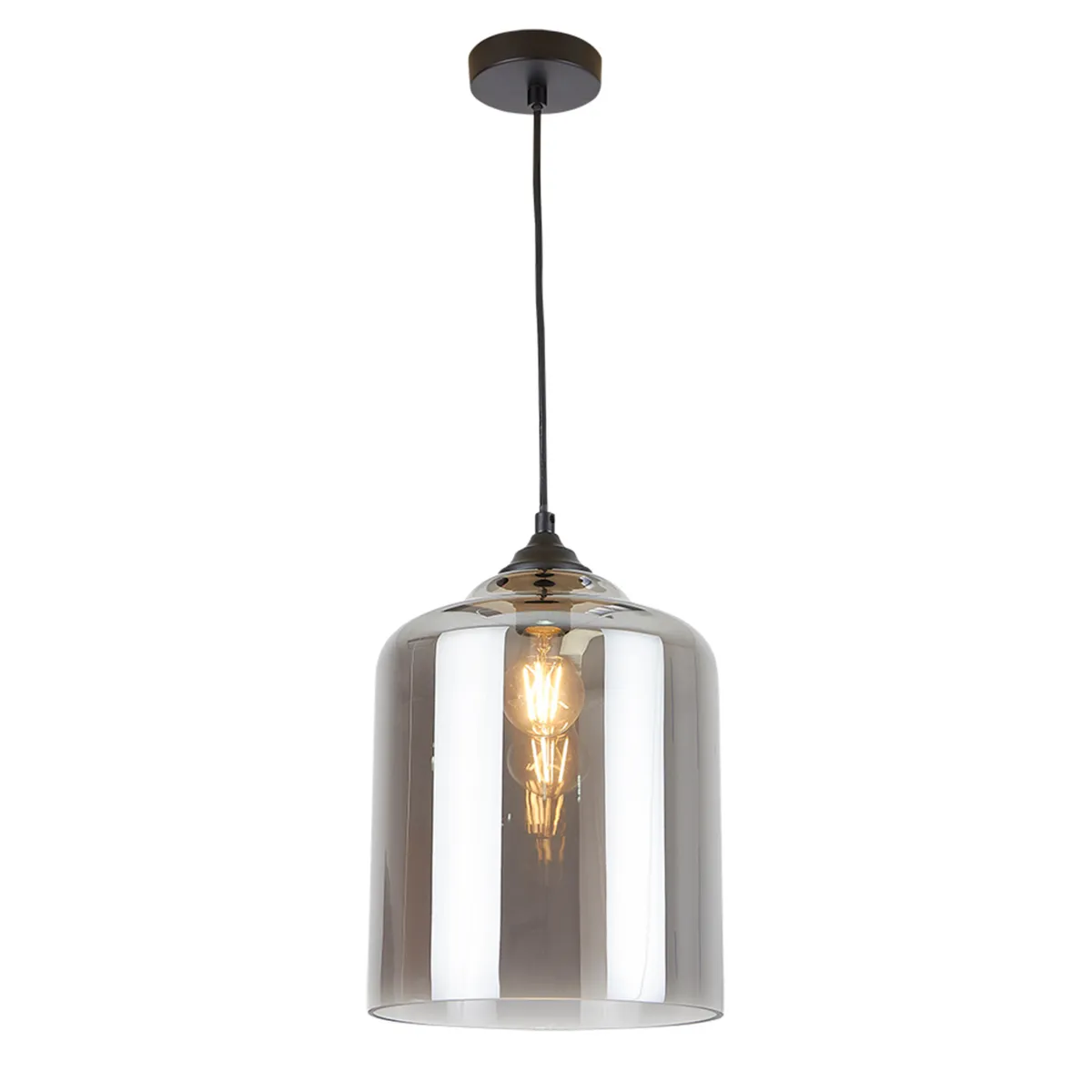 WANT - Lámpara Colgante Vidrio E-27 Glass Grey VI Incluye Ampolleta Cálida