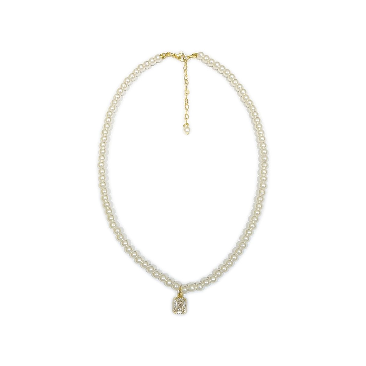 GENERICO - Collar Perlas Con Dije Cubo