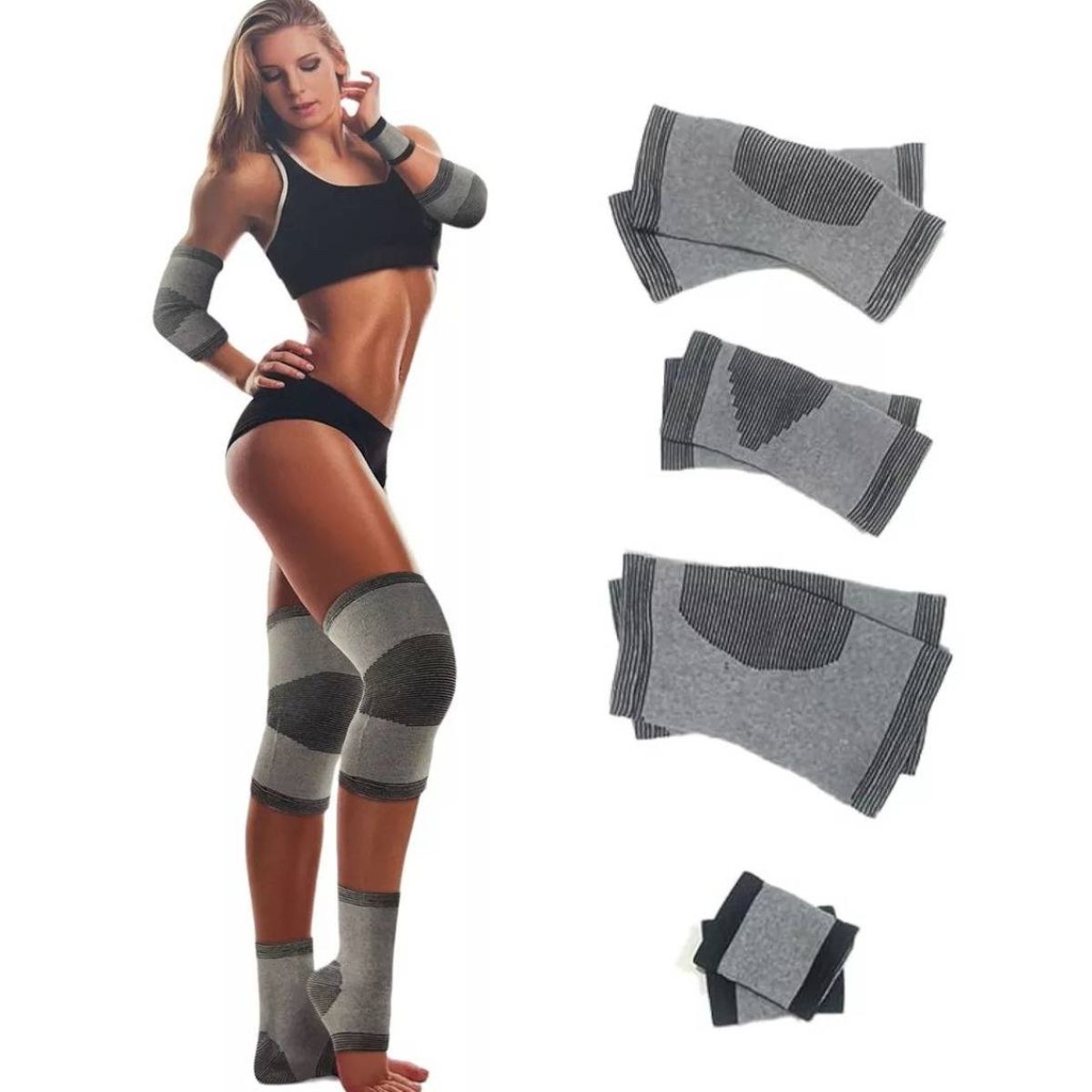OEM - Set Completo Rodillera Tobillera Codera Muñequera de Compresion