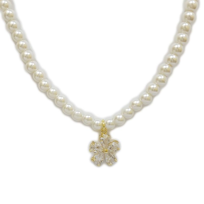 GENERICO - Collar Perlas Con Dije Flor