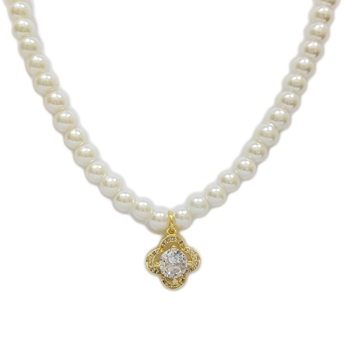 GENERICO - Collar Perlas Con Dije Circon