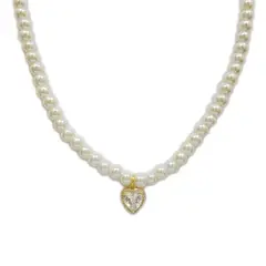 GENERICO - Collar Perlas Con Dije Corazón