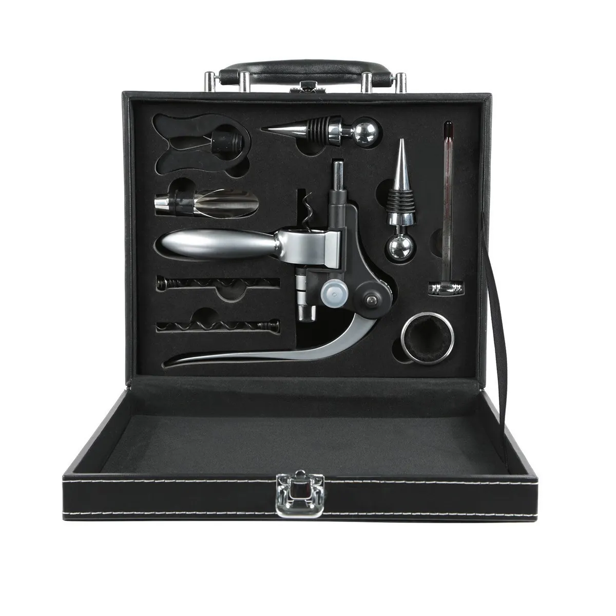 MUNDO ONLINE - Set Maletín Descorchador De Vino Eco cuero Elegante Metalizado