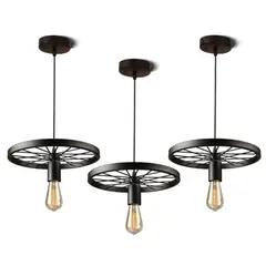 GENERICO - Pack X3 Lampara Colgante Tipo Rueda Rustica Lampara Vintage De Techo