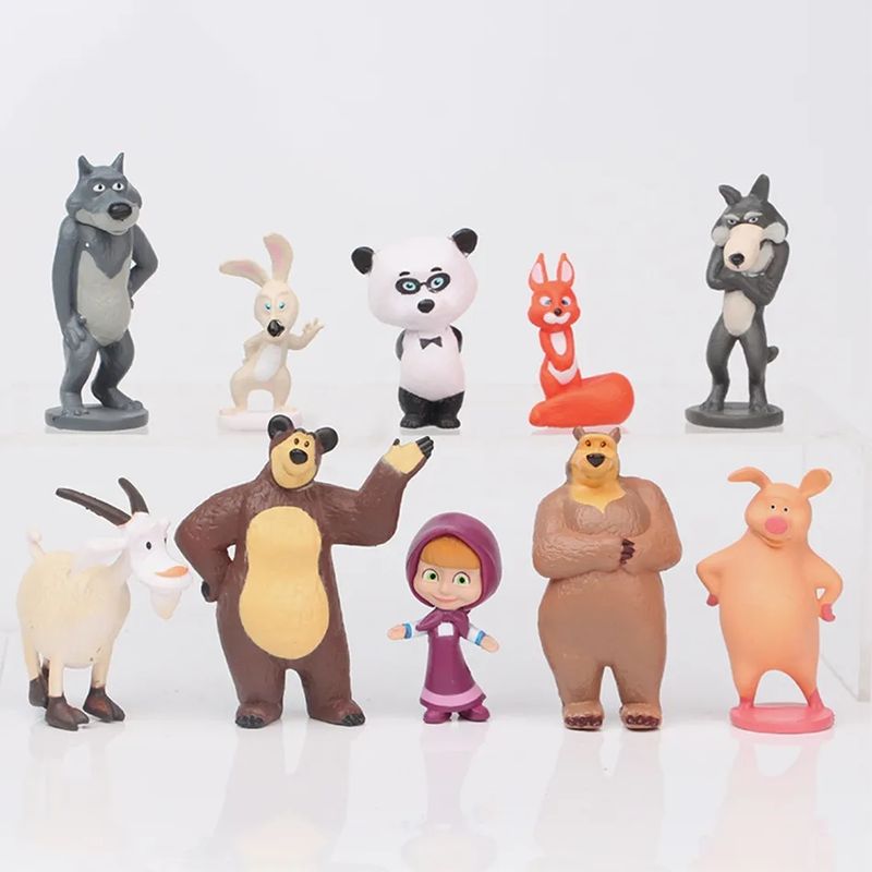 GENERICO - Figuras de Masha y el Oso 10 Unidades Con Caja
