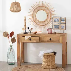ATMOSPHERA - Espejo de ratán "Soleil" Diametro 76cm