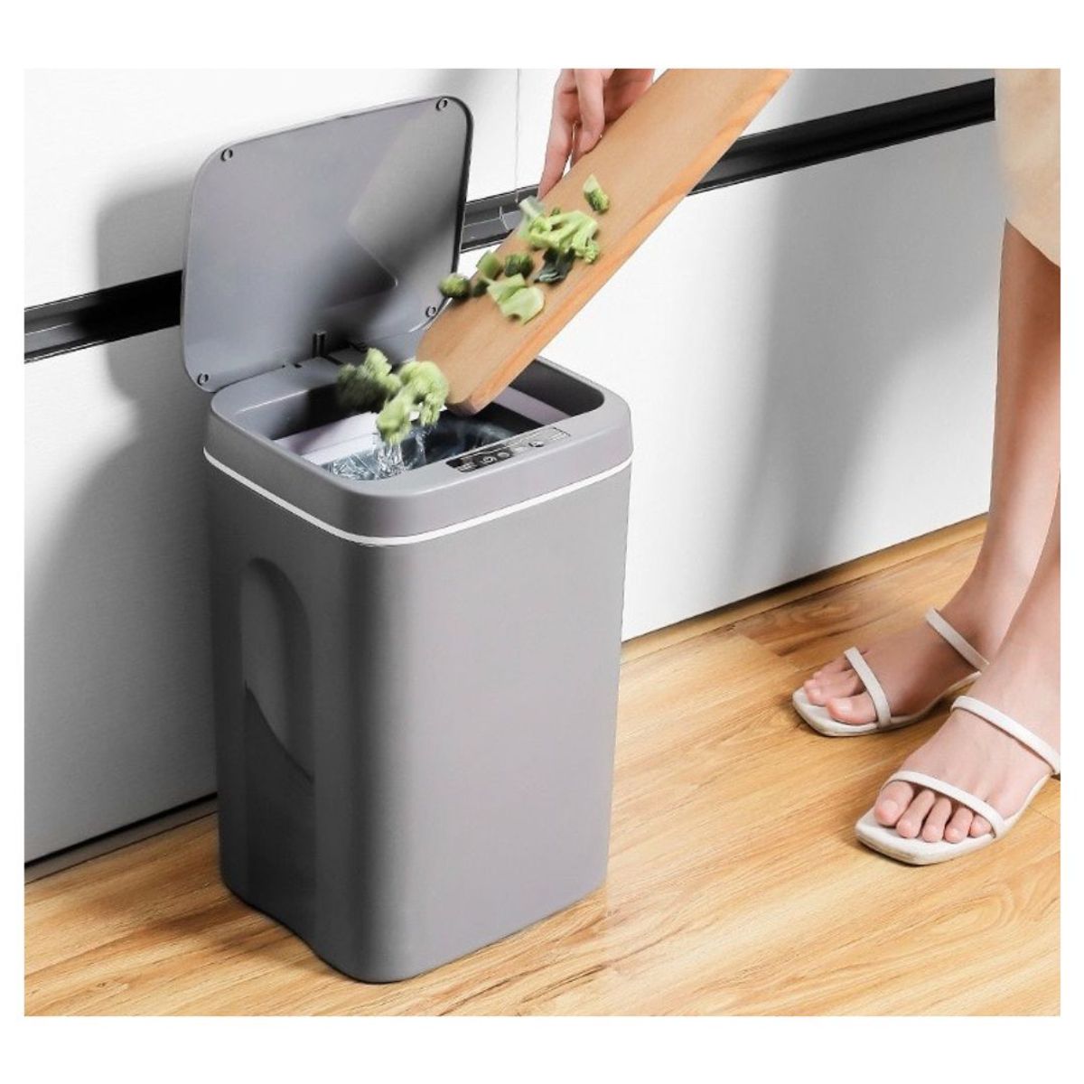 GENERICO - Basurero inteligente con sensor 16 litros - Gris